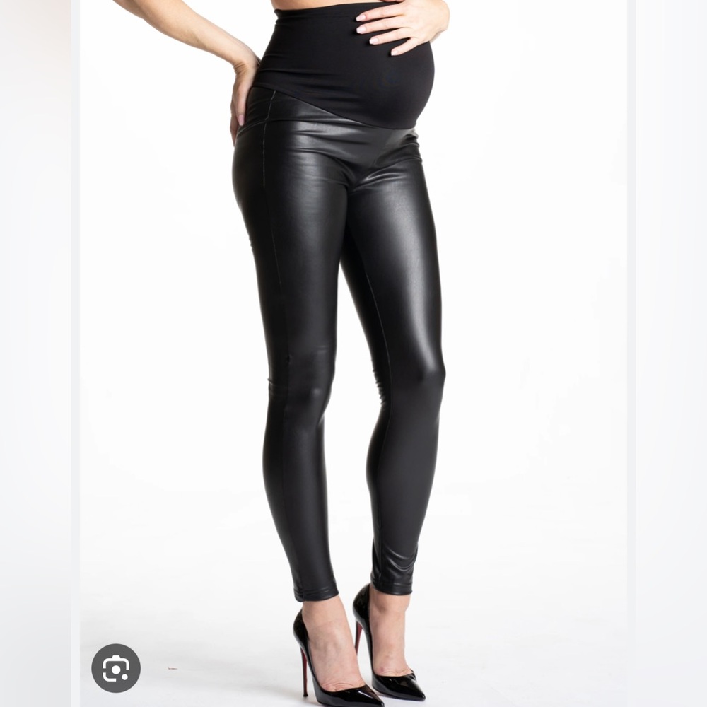 Leather Like Over the Bump Leggings